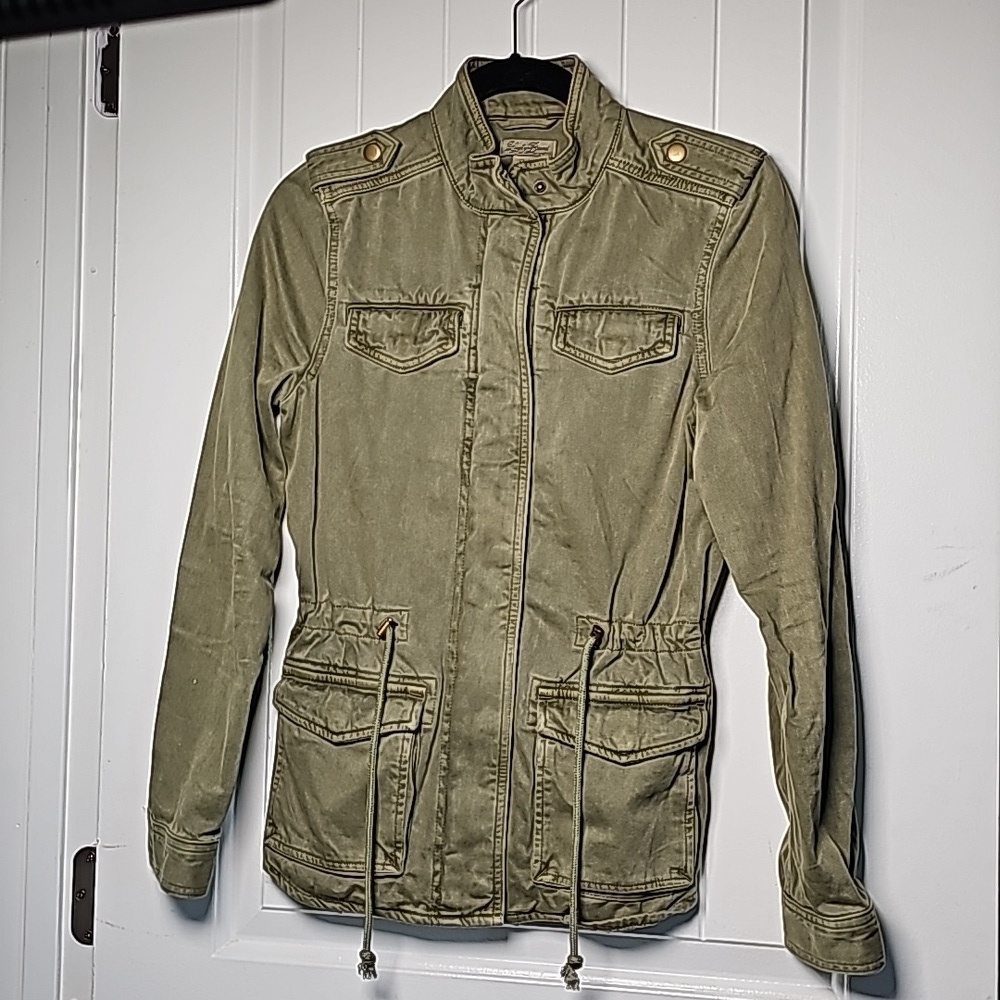 Lucky Brand XS olive green cinch waist bomber jacket